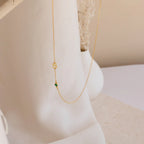 Sideways Initial Birthstone Necklace Silver 18K Gold Plated