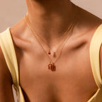 Peridot Flower Charm Necklace Silver 18K Gold Plated