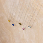 Custom Cut Birthstone Necklace Silver 18K Gold Plated