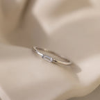 Baguette Diamond Ring Silver 18K Gold Plated