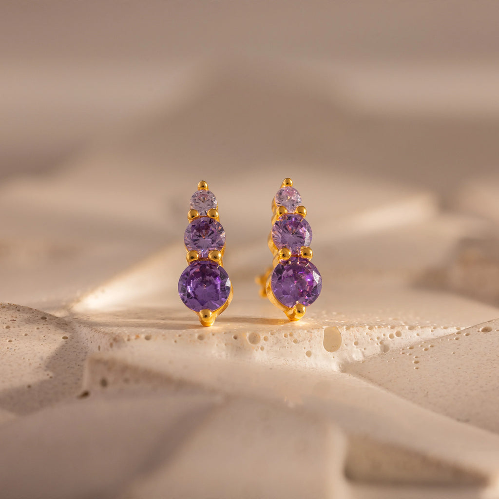 Ombre Alexandrite Flatback Studs Silver 18K Gold Plated