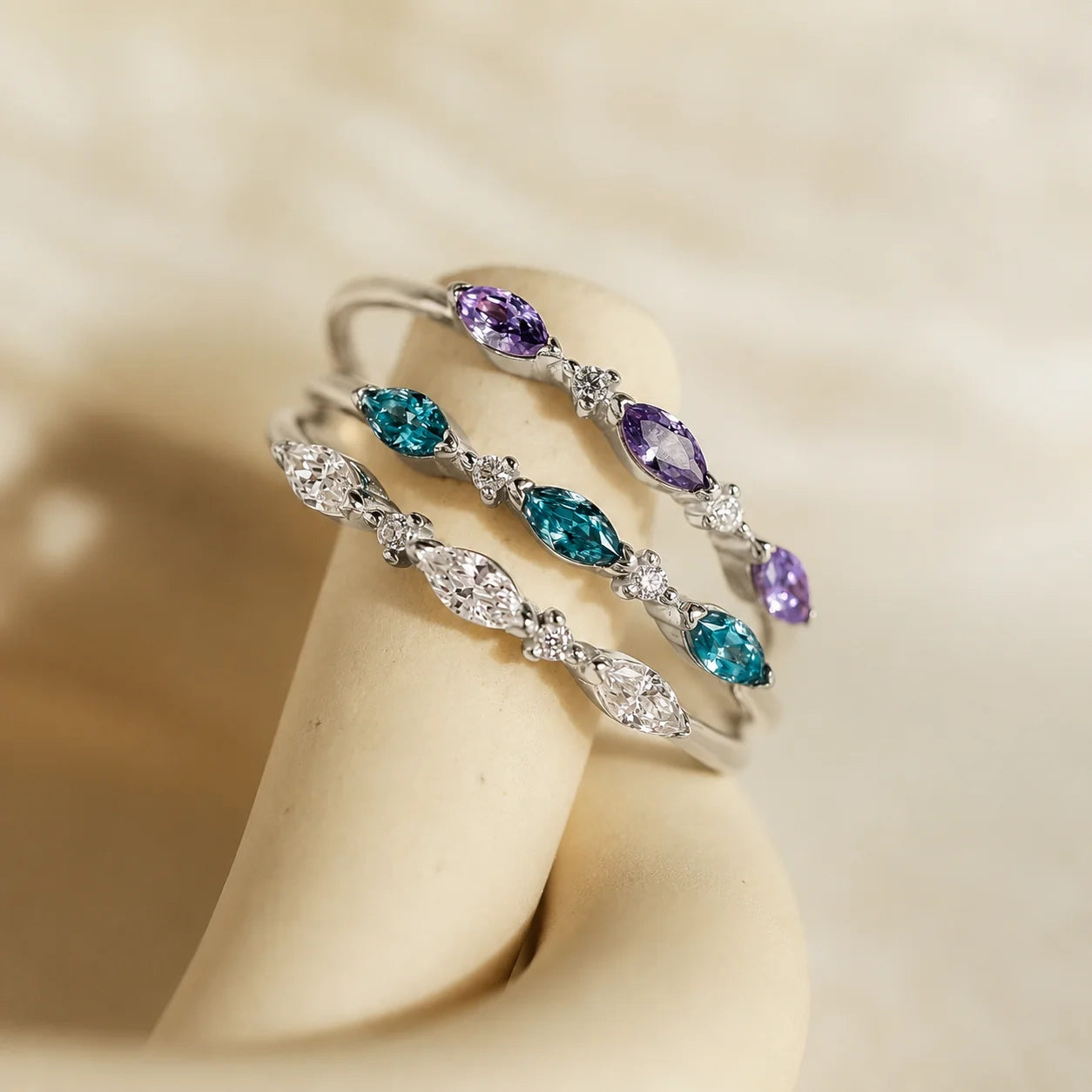 Triple Marquise Birthstone Ring