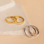 Thick Hoops Earrings Silver 18K Gold Plated