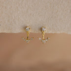 Diamond Cluster Ear Jackets  Silver 18K Gold Plated