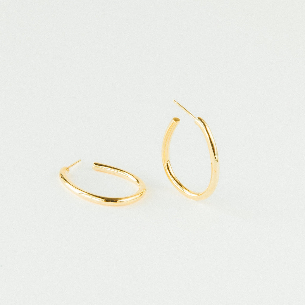 Anine Oval Hoops Silver 18K Gold Plated