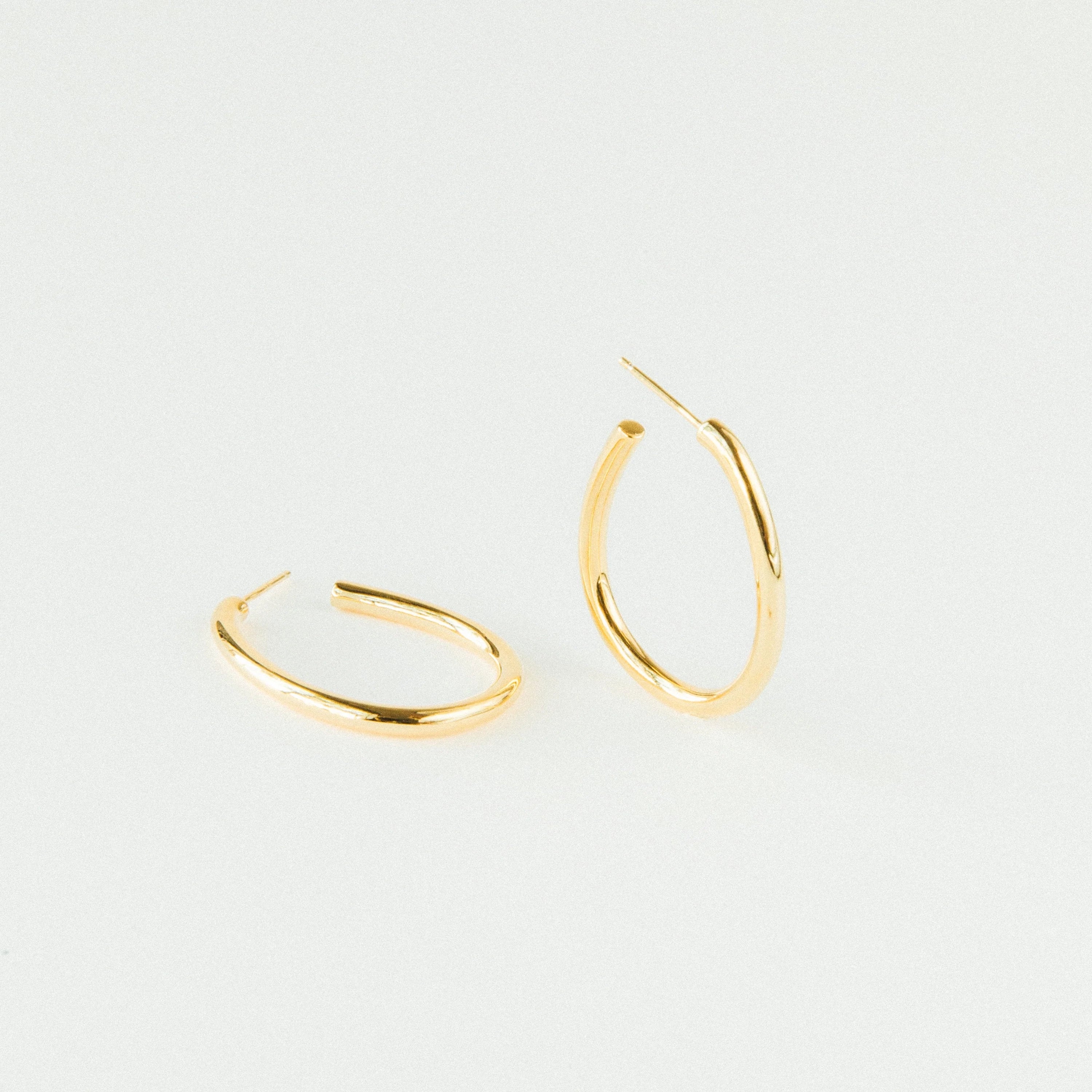 Anine Oval Hoops Silver 18K Gold Plated