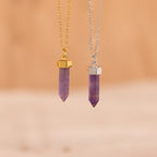 Amethyst Quartz Necklace Silver 18K Gold Plated