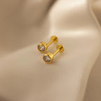 Medium Diamond Bezel Flatback Studs Silver 18K Gold Plated