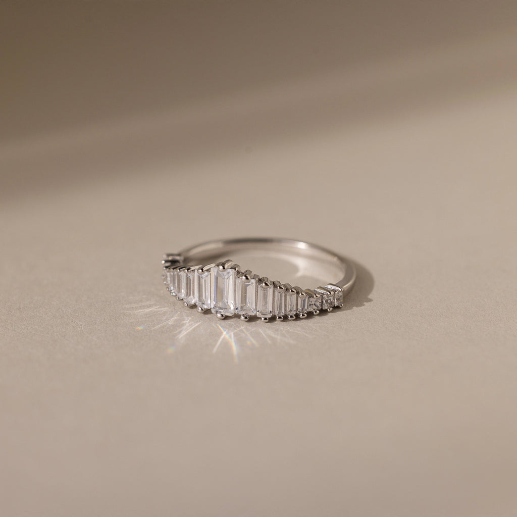 Art Deco Diamond Ring Silver 18K Gold Plated
