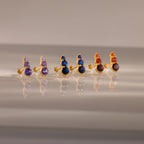Ombre Amethyst Flatback Studs Silver 18K Gold Plated