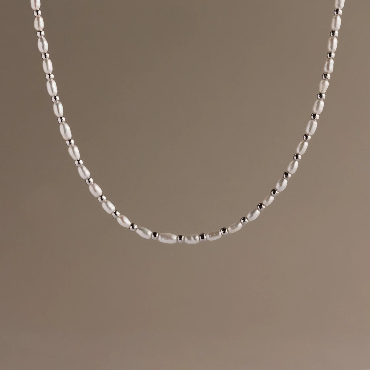 Beaded Pearl Necklace Silver 18K Gold Plated