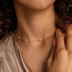 Hali Pearl Station Necklace Silver 18K Gold Plated