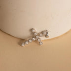 Diamond Cross Charm Silver 18K Gold Plated