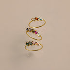 Multiple Baguette Birthstone Ring Silver 18K Gold Plated