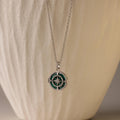 Malachite Compass Locket Necklace Silver 18K Gold Plated