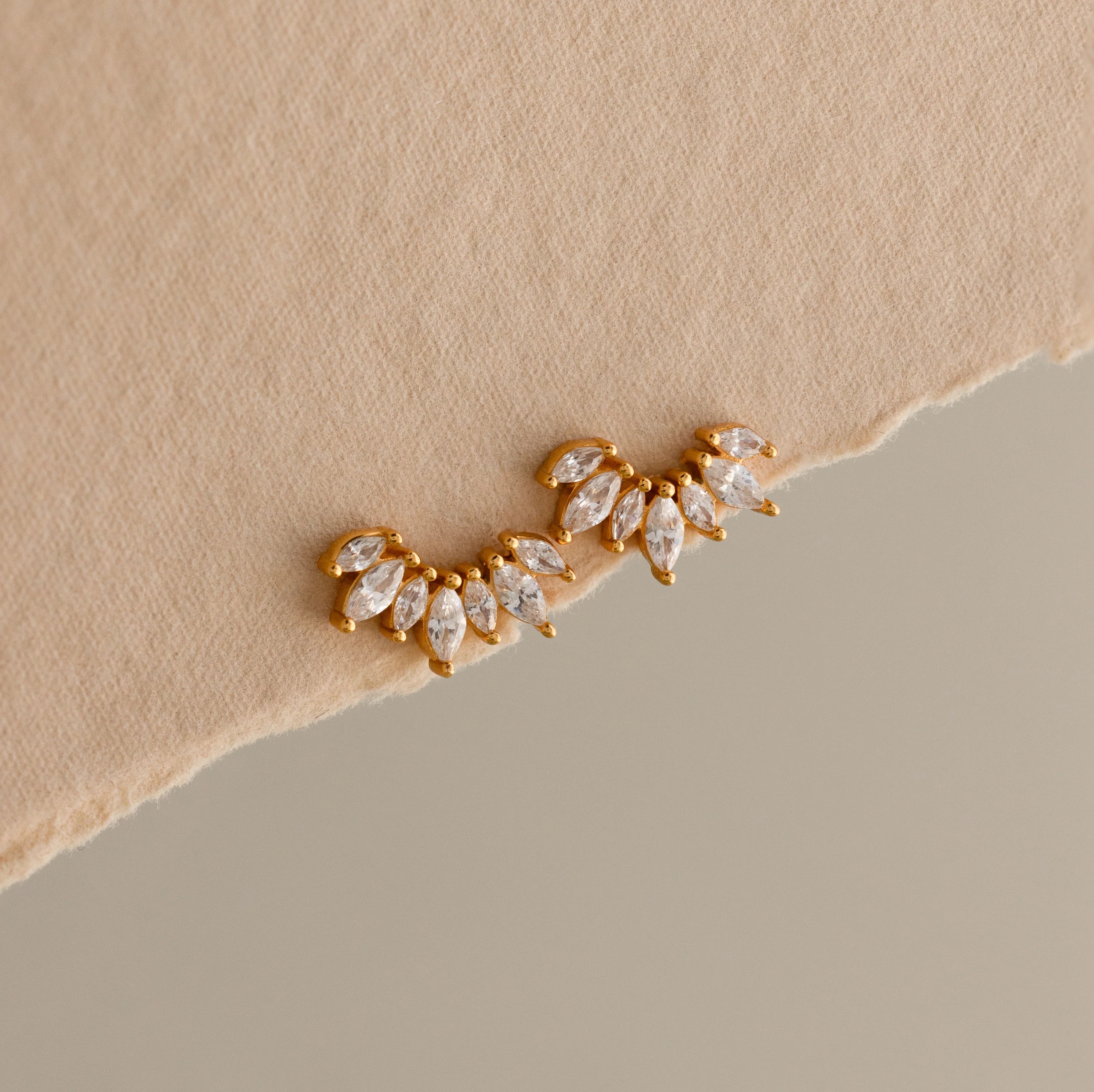 Marquise Diamond Flatback Climbers Silver 18K Gold Plated