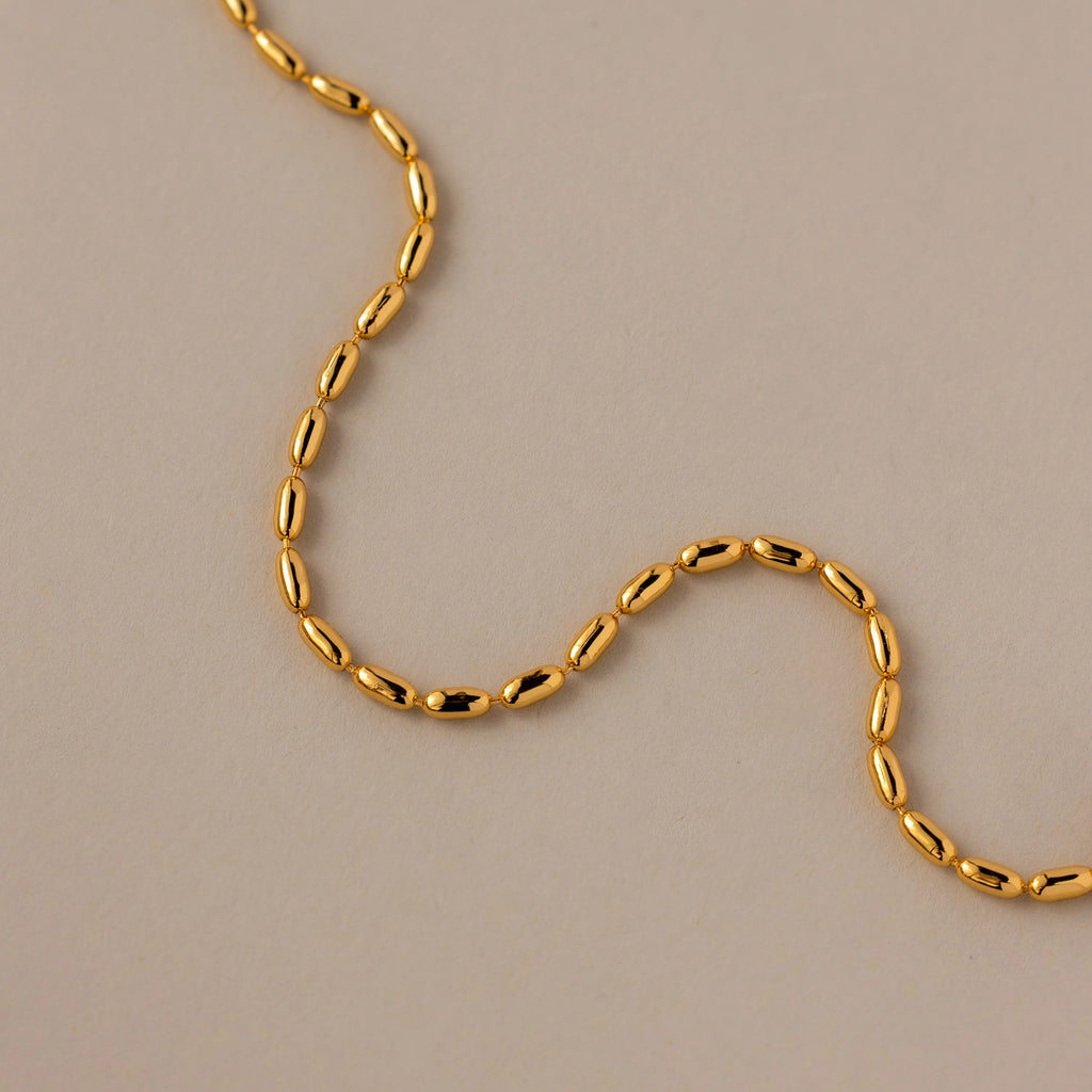 Oval Beaded Bracelet Silver 18K Gold Plated