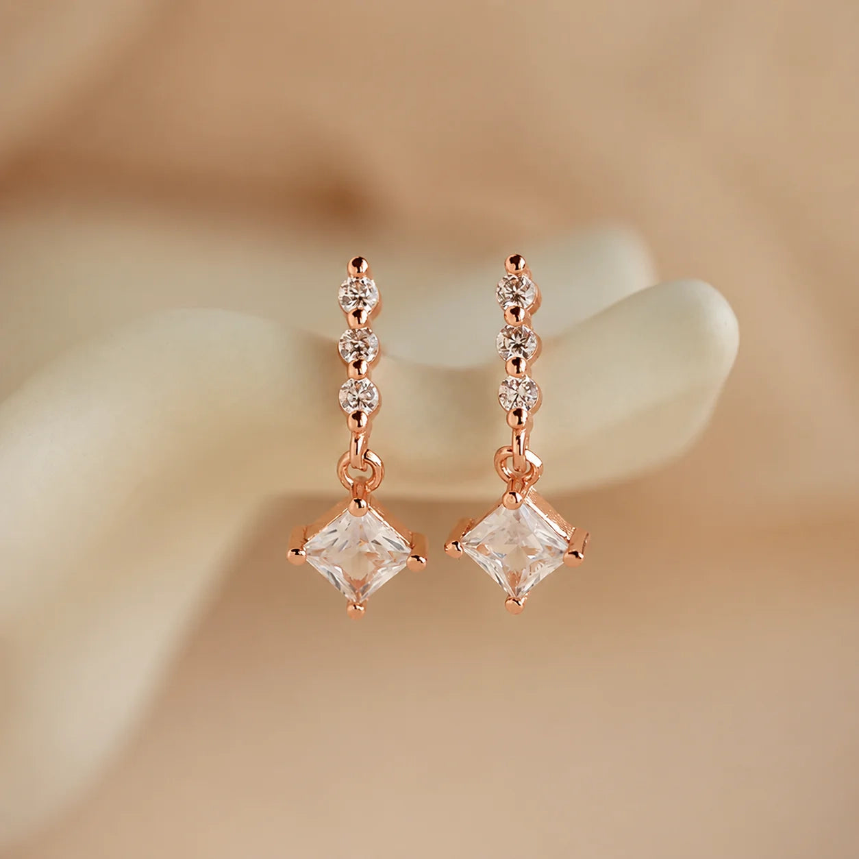 Princess Diamond Drop Studs