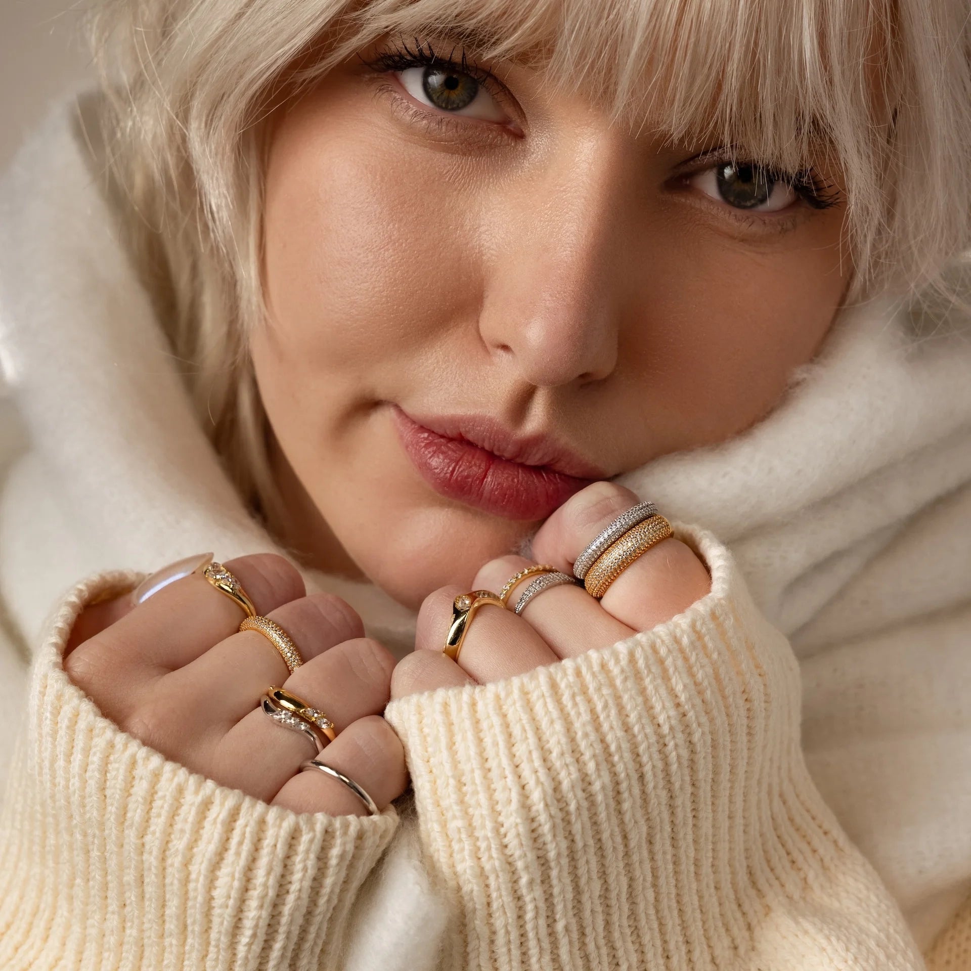 Skinny Pave Stacking Ring  Silver 18K Gold Plated