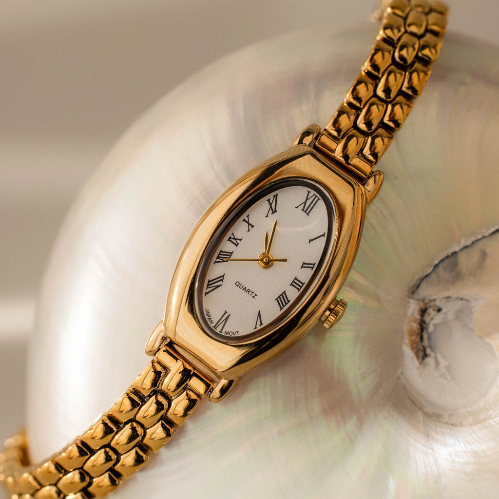 Grid Chain Timepiece Silver 18K Gold Plated