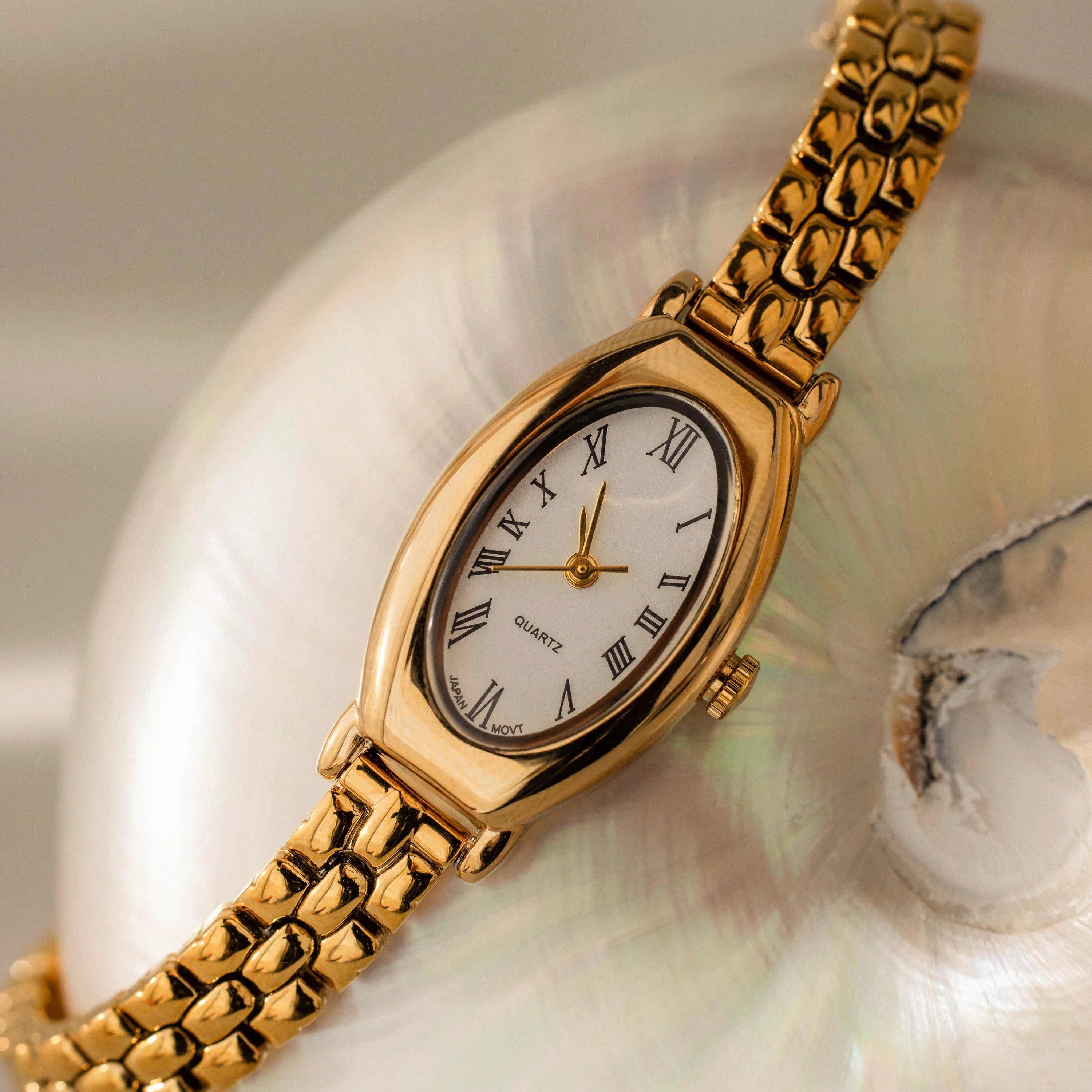 Grid Chain Timepiece Silver 18K Gold Plated