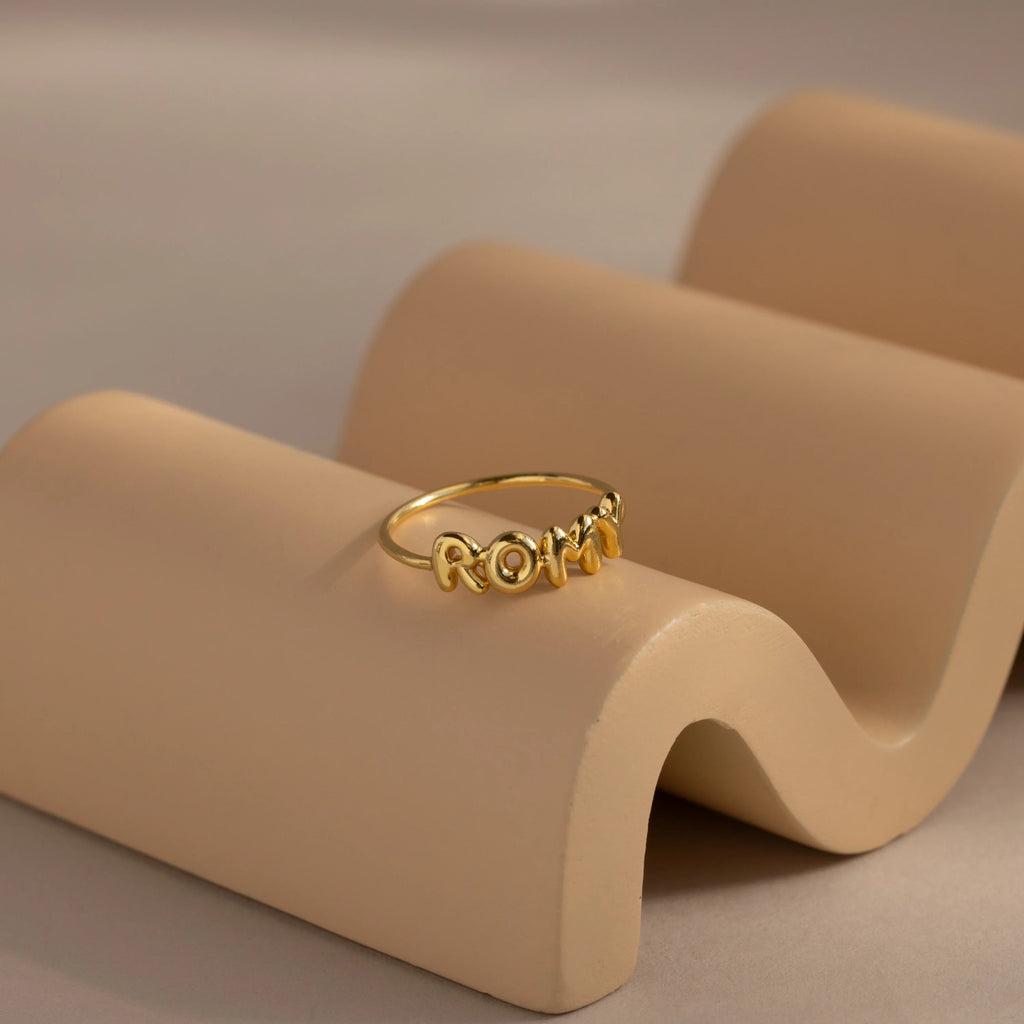 Bubble Name Ring Silver 18K Gold Plated