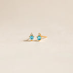 Raindrop Blue Zircon Studs Silver 18K Gold Plated