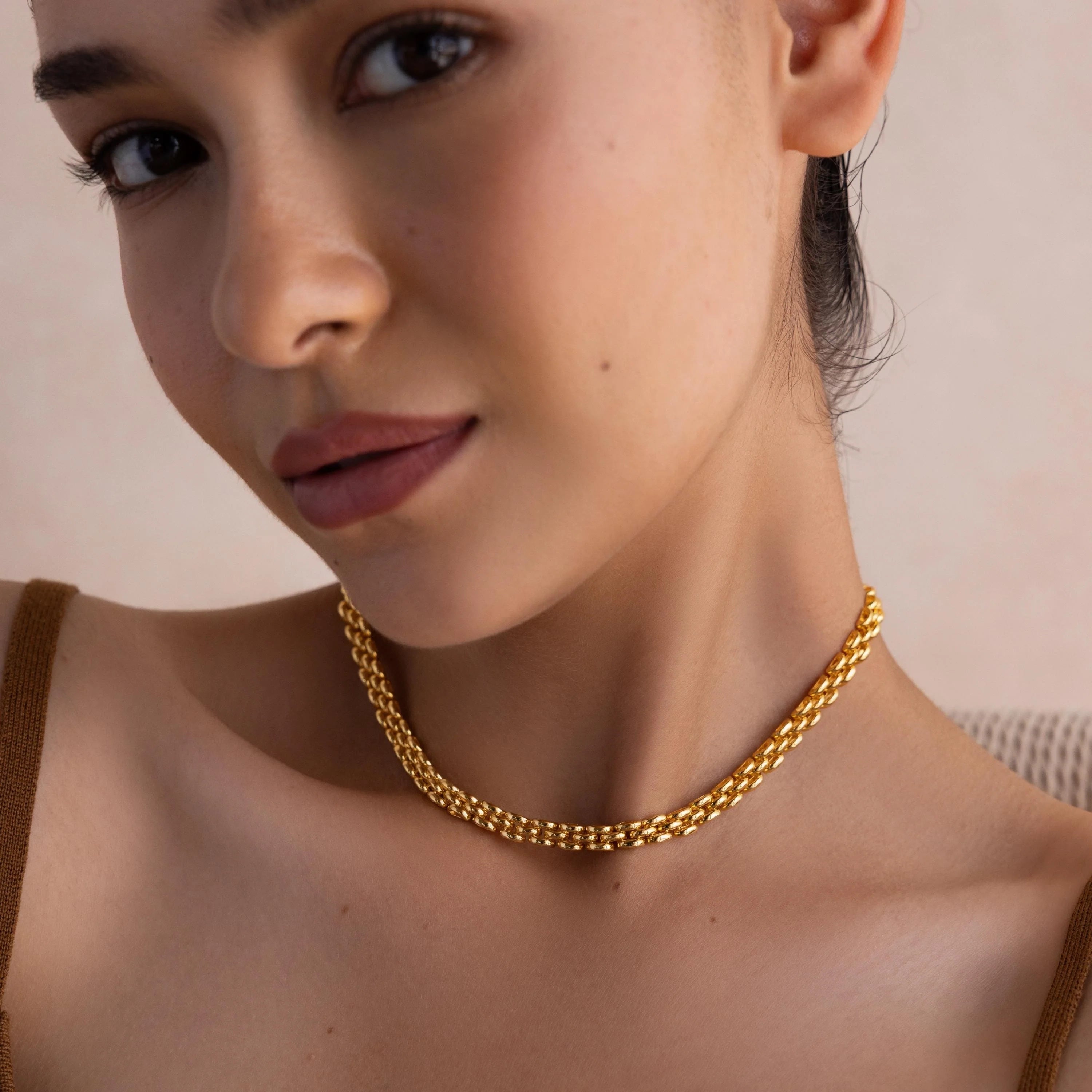 Strap Necklace Silver 18K Gold Plated