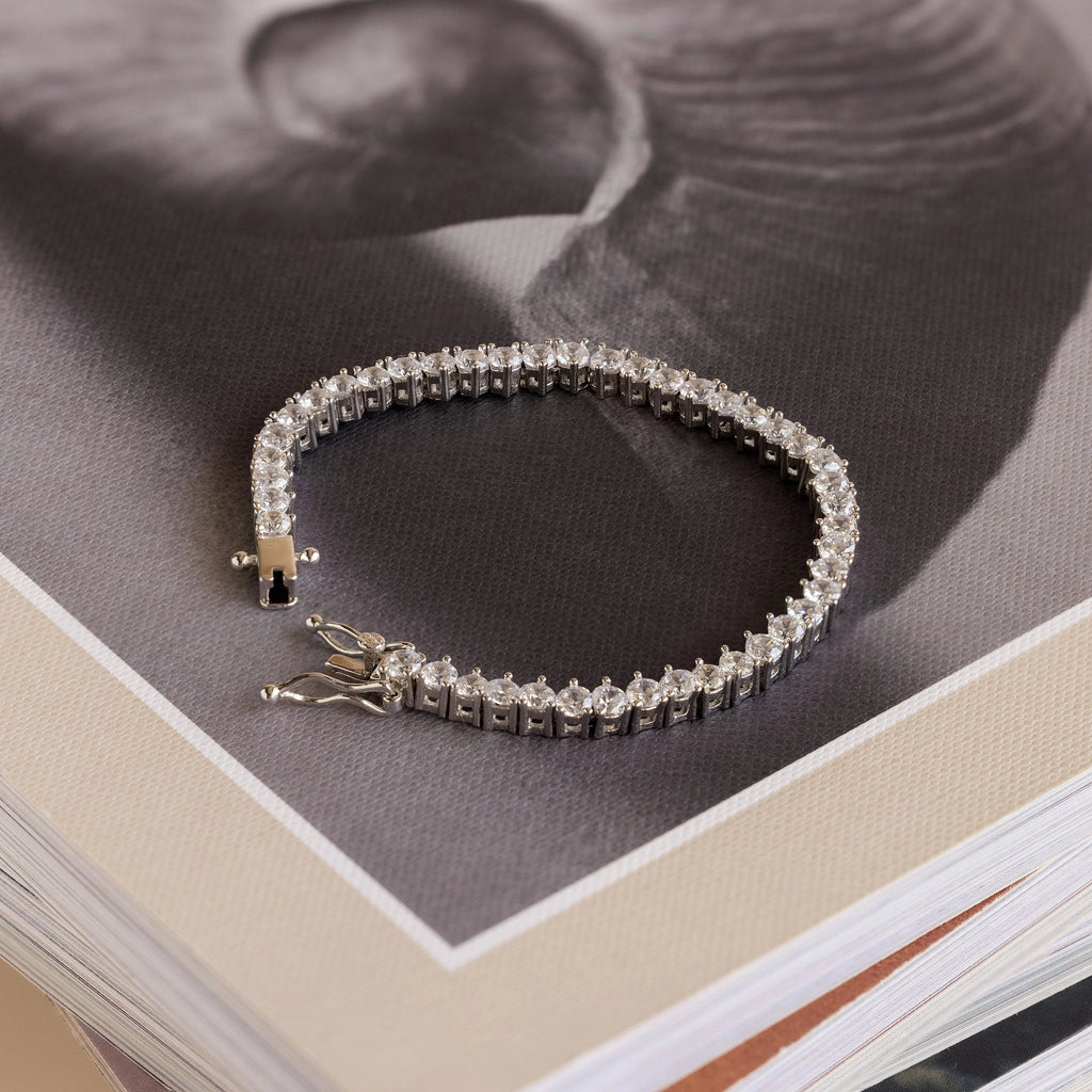 Diamonds Tennis Bracelet Silver 18K Gold Plated