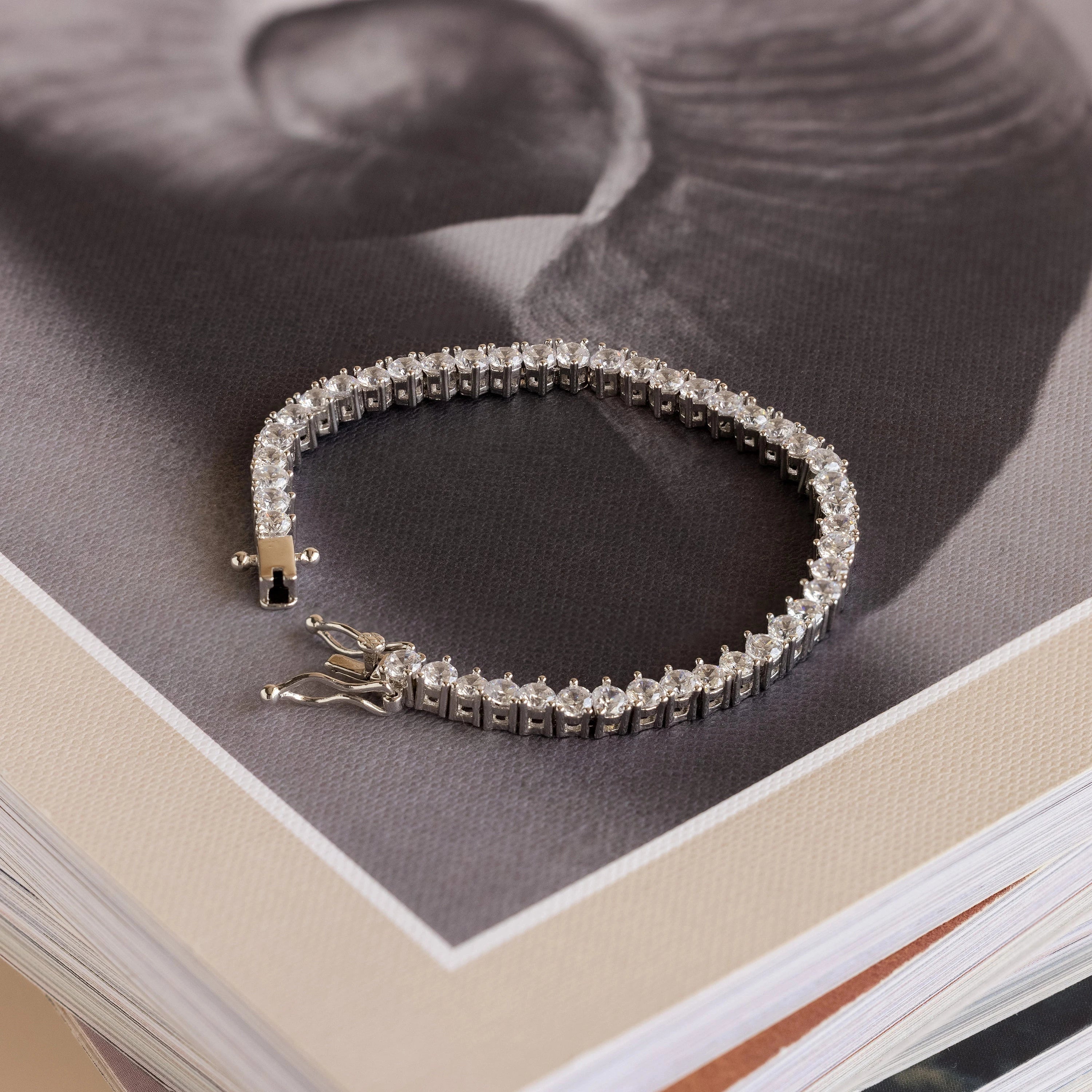 Diamonds Tennis Bracelet Silver 18K Gold Plated