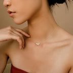 Marquise Diamond Flower Necklace Silver 18K Gold Plated