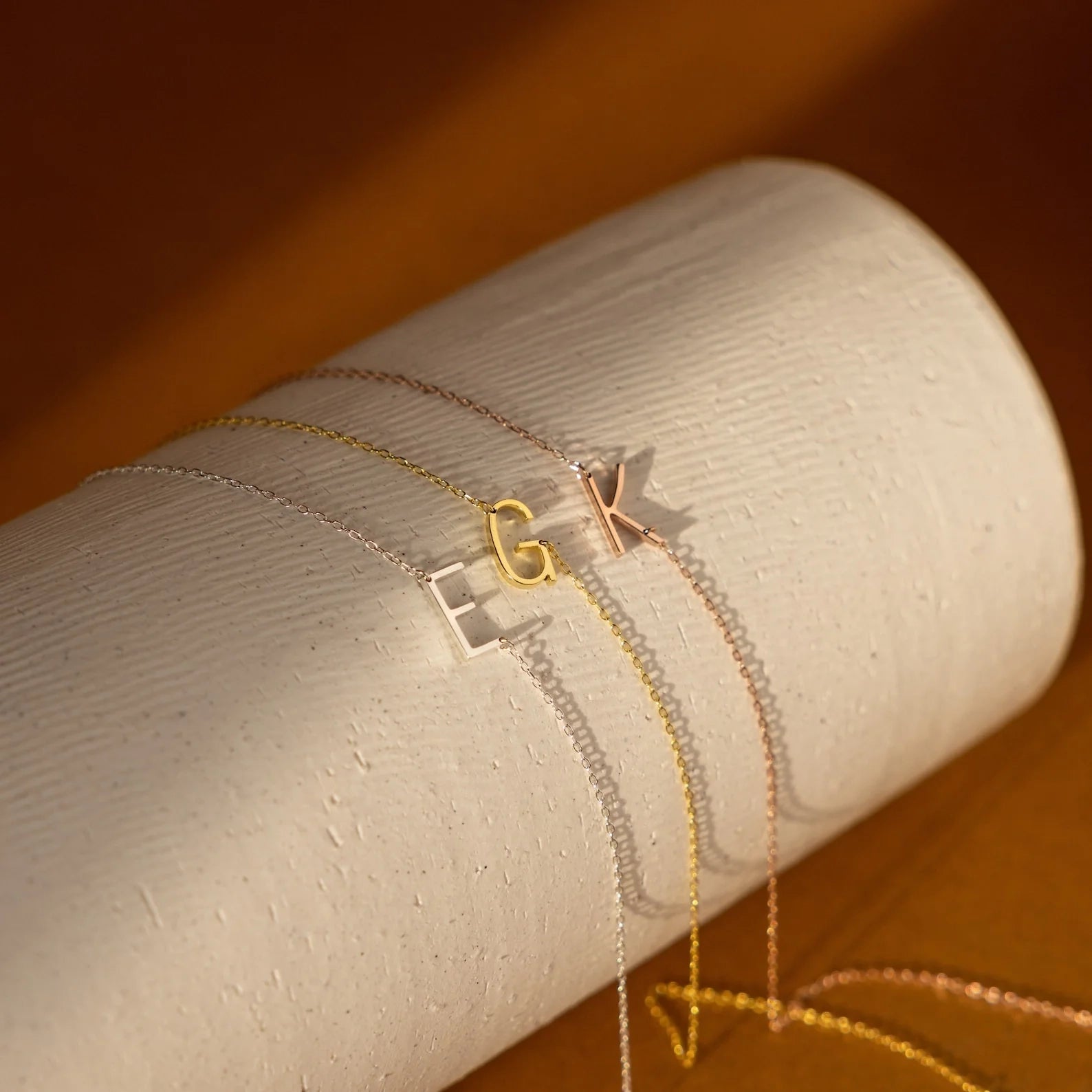 Mini Sideways Initial Necklace Silver 18K Gold Plated