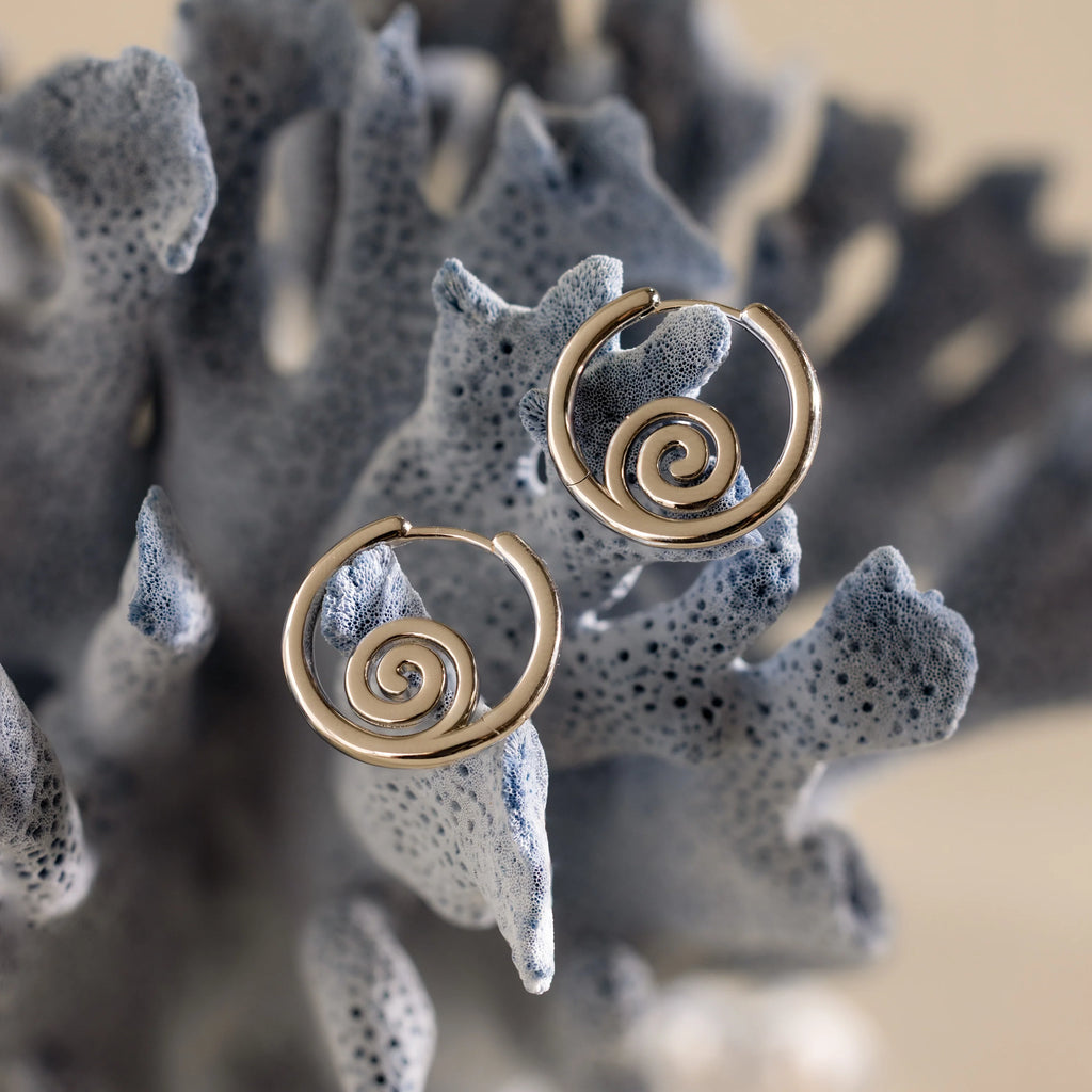 Spiral Swirl Hoops Silver 18K Gold Plated