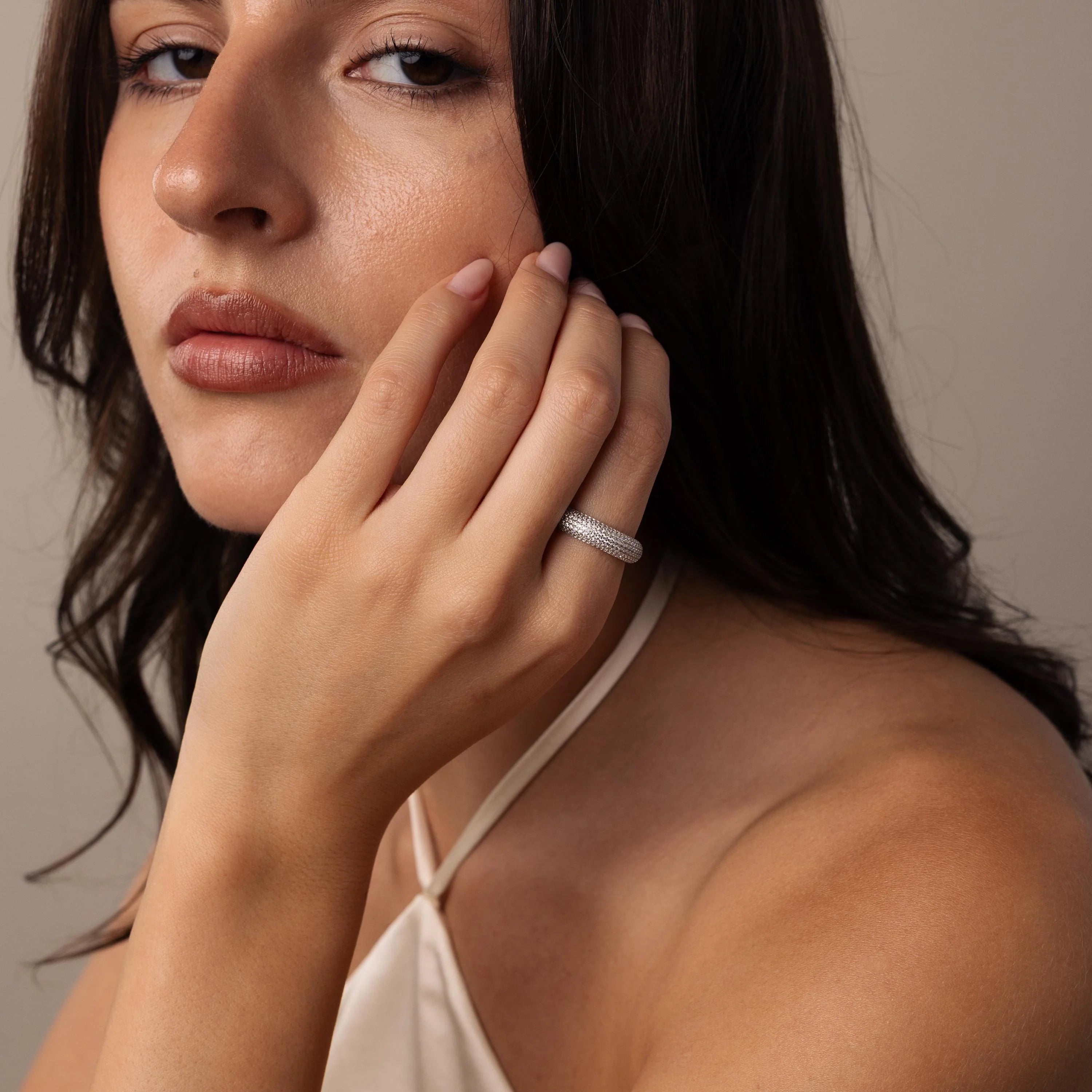 Bold Pave Stacking Ring Silver 18K Gold Plated