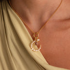 Pearl Moon Charm Silver 18K Gold Plated