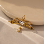Diamond Angel Wing Charm Silver 18K Gold Plated