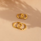 Mini Hammered Hoops Set Silver 18K Gold Plated