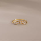 Diamond Curve Cluster Ring Silver 18K Gold Plated