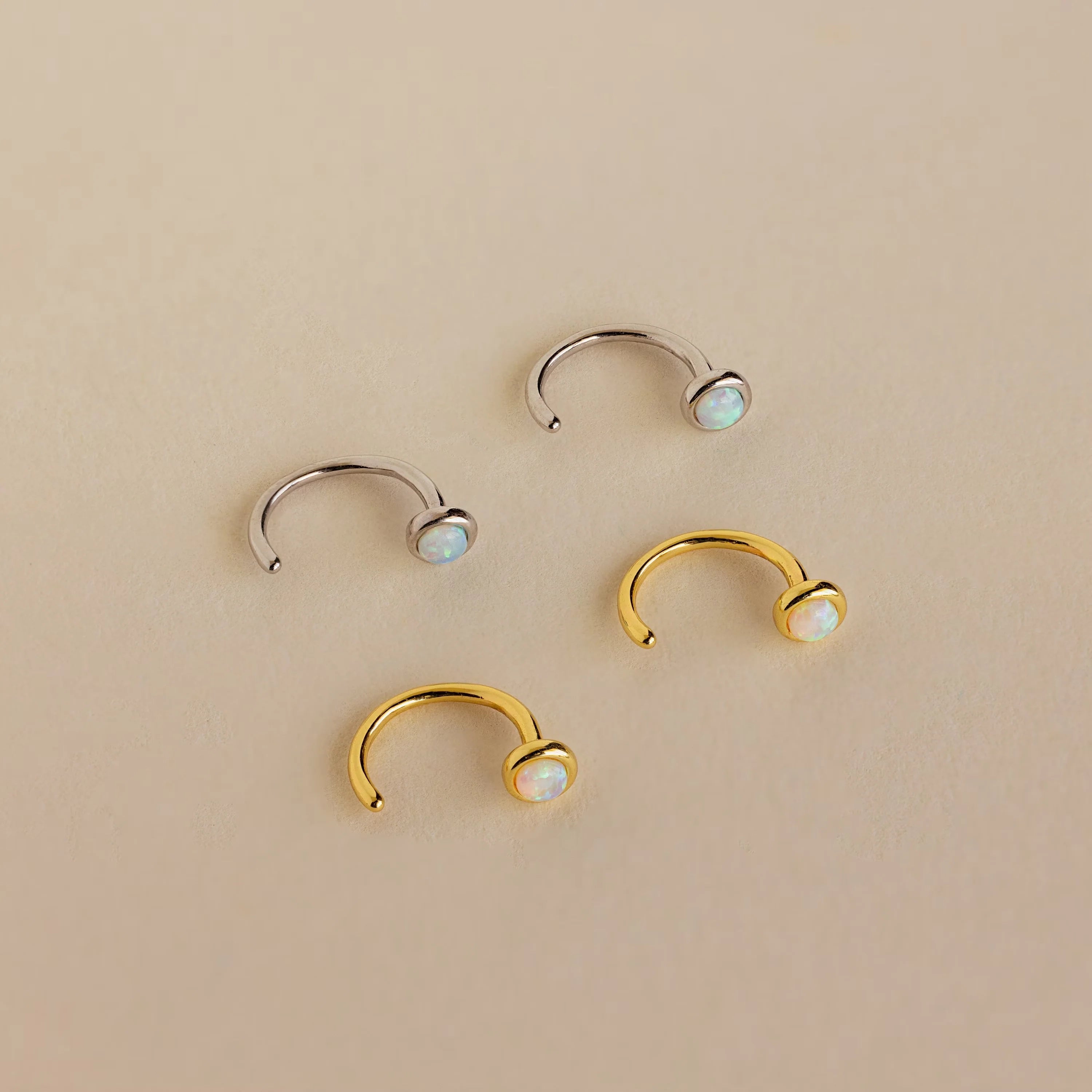Opal Threader Huggies Silver 18K Gold Plated