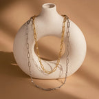 Diamond Paperclip Necklace Silver 18K Gold Plated
