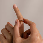Peridot Initial Linked Ring Set Silver 18K Gold Plated