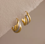 Intertwined Mixed Metal Hoops Silver 18K Gold Plated