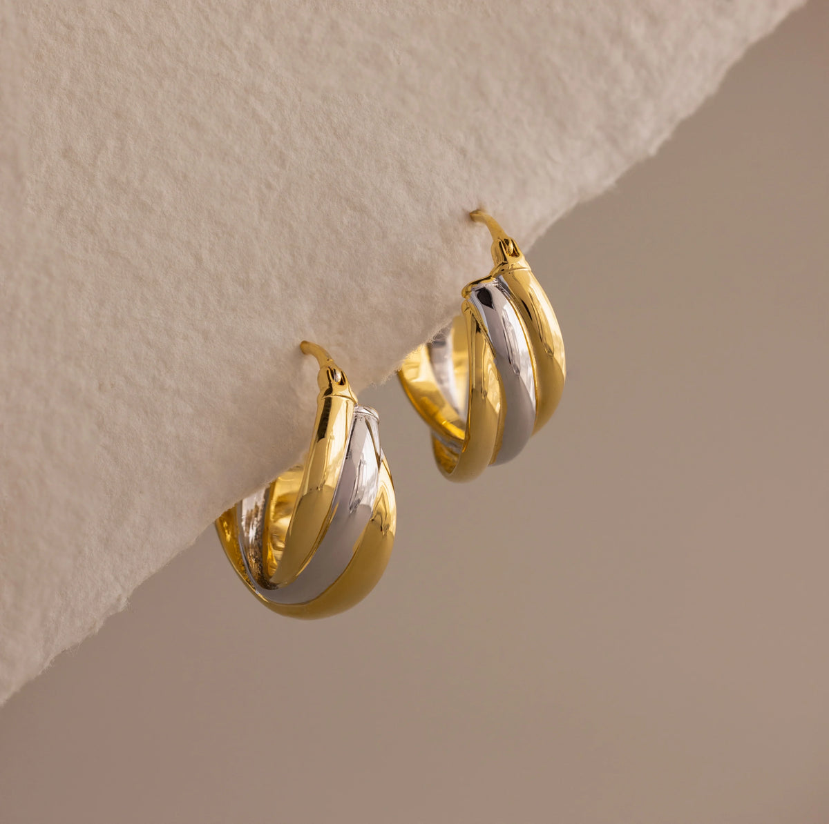 Intertwined Mixed Metal Hoops Silver 18K Gold Plated
