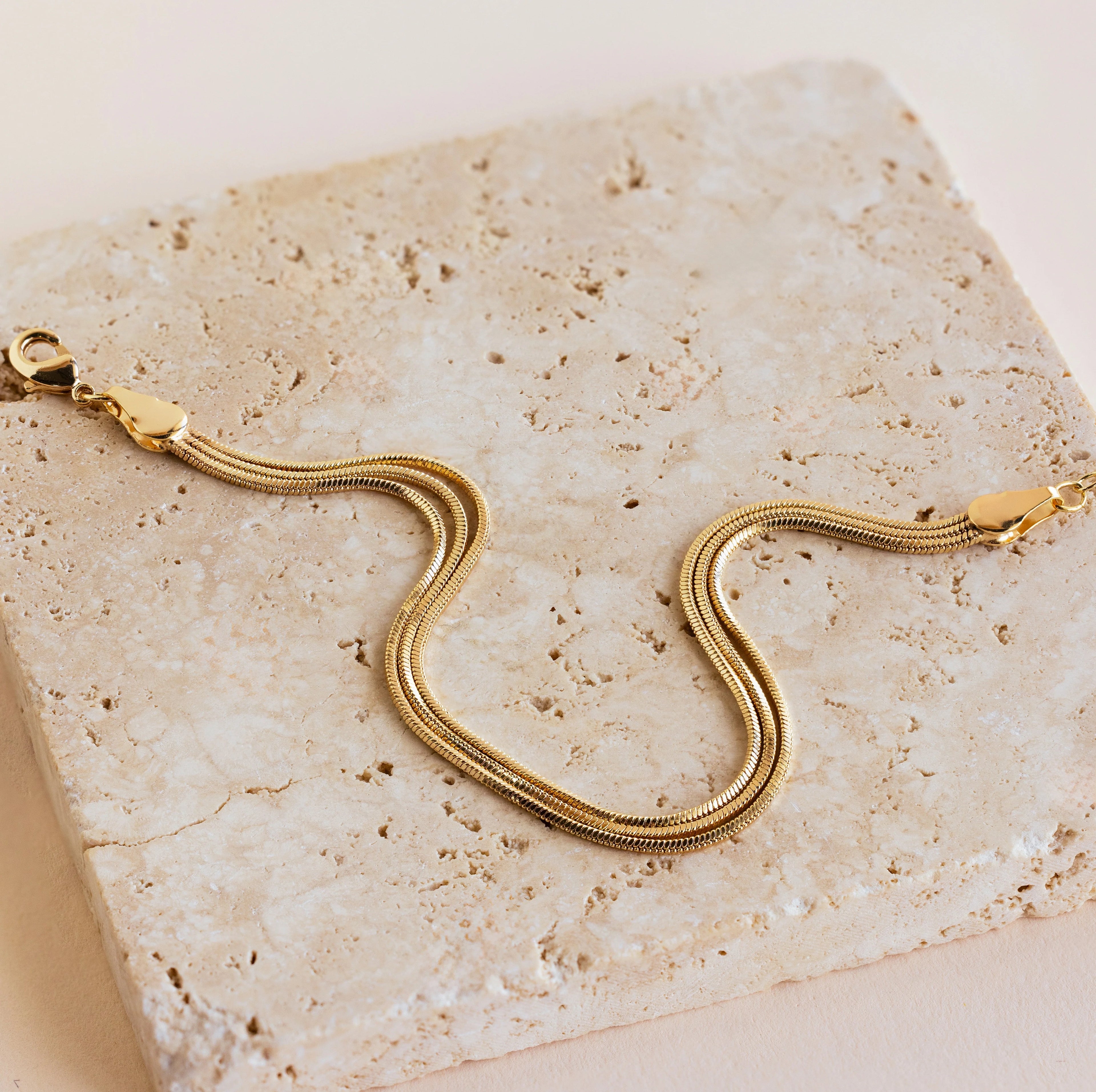 Triple Snake Chain Bracelet Silver 18K Gold Plated