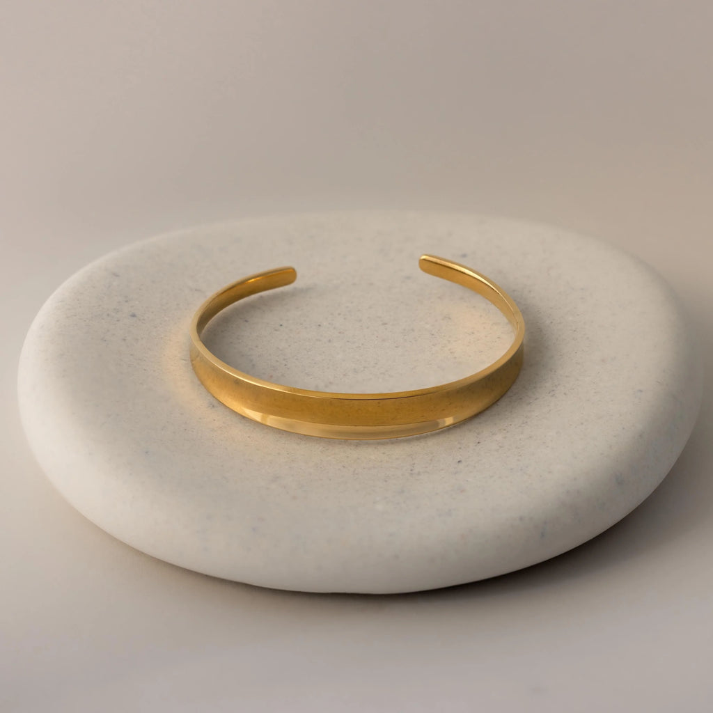 Dome Cuff Bracelet Silver 18K Gold Plated
