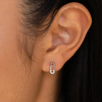 Tiny Pave Safety Pin Studs Silver 18K Gold Plated
