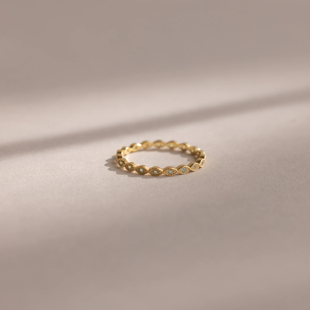Dainty Marquise Aquamarine Ring Silver 18K Gold Plated