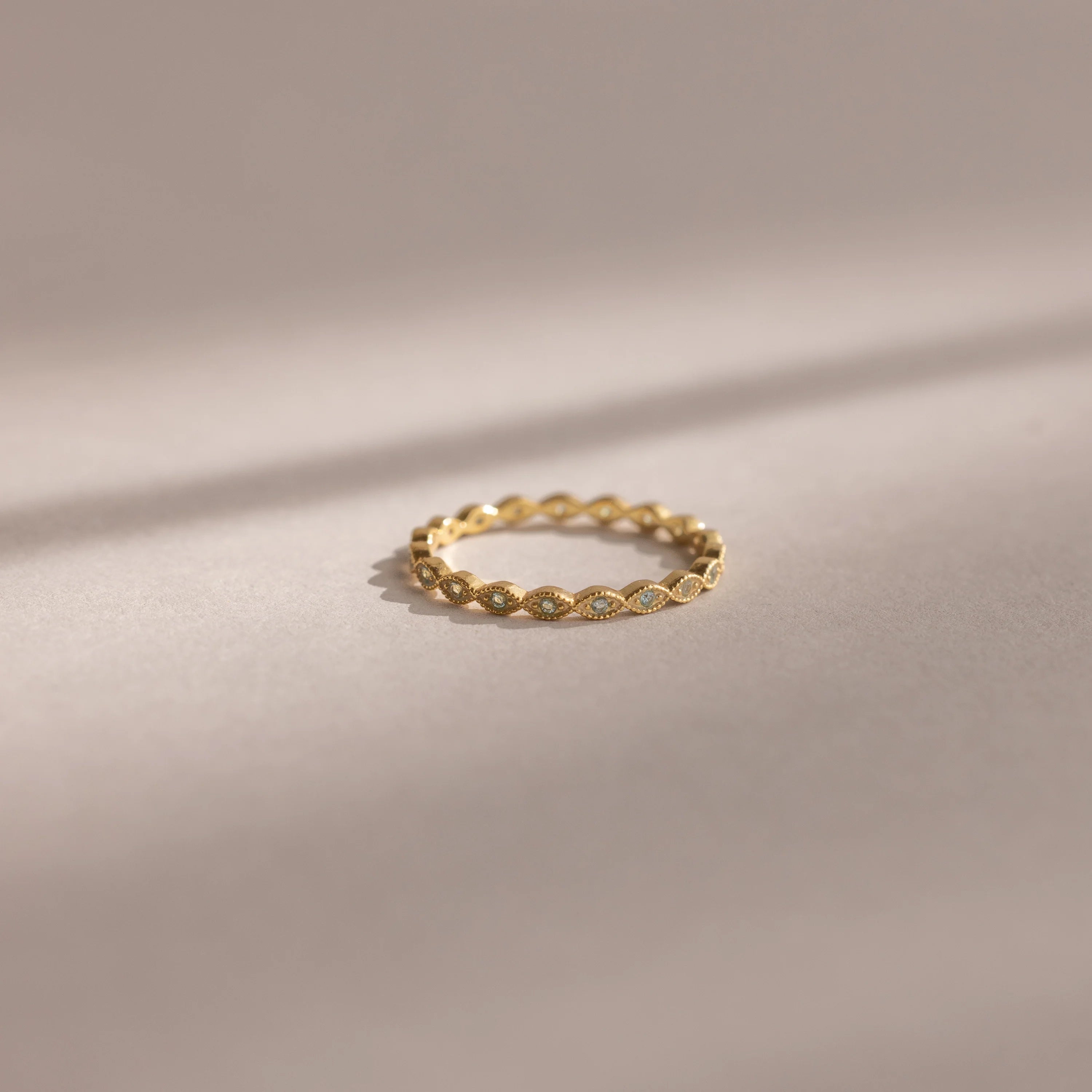 Dainty Marquise Aquamarine Ring Silver 18K Gold Plated