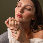 Solace Jade Diamond Signet Ring Silver 18K Gold Plated