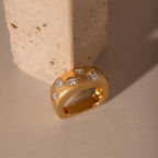 Diamond Confetti Signet Ring Silver 18K Gold Plated